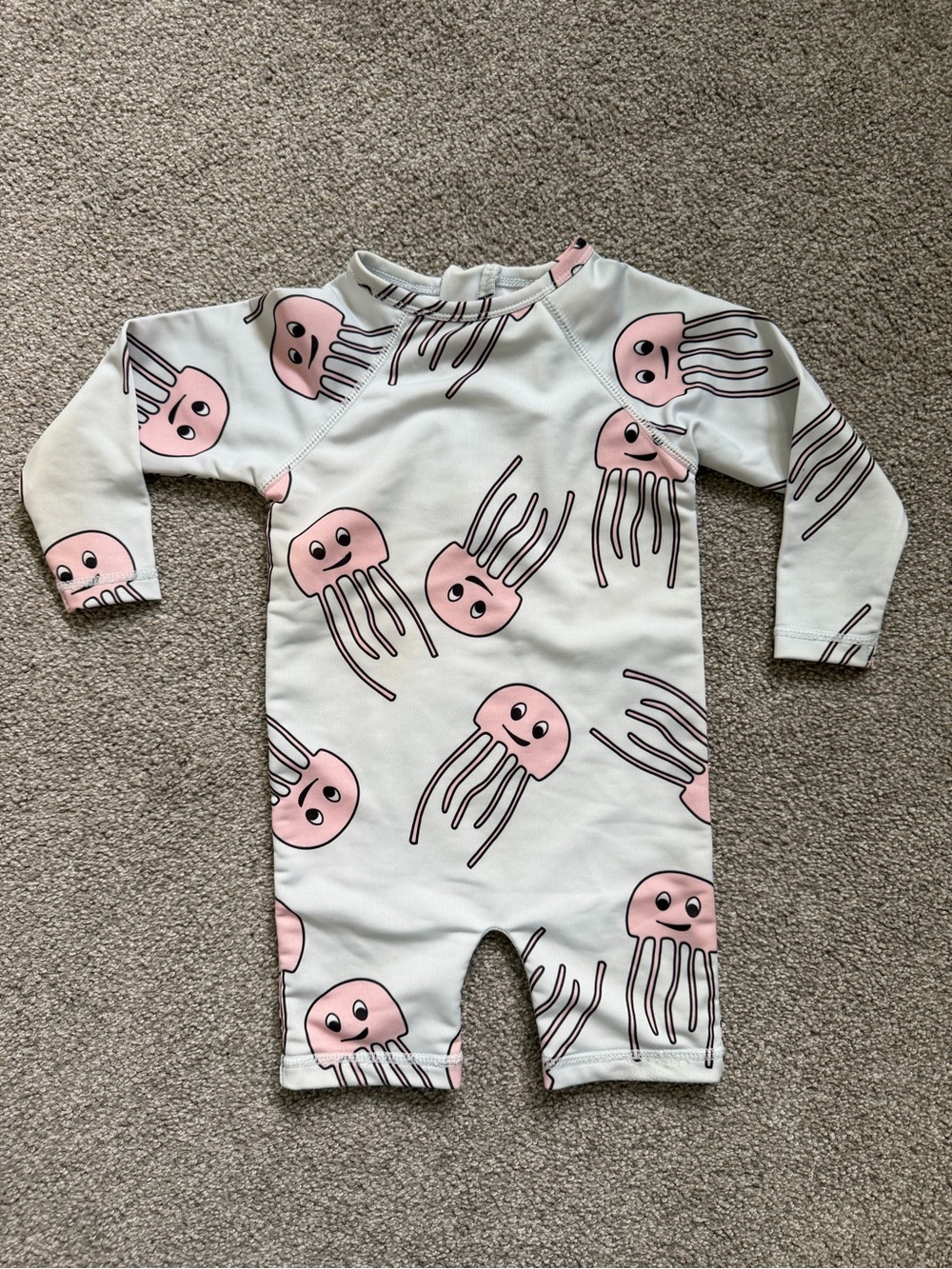 HUGO loves Tiki One-Piece Jellyfish Swim suit light blue with pink jellyfish